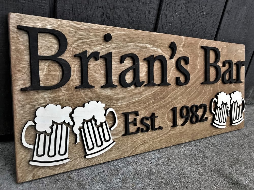 Wooden bar deals signs